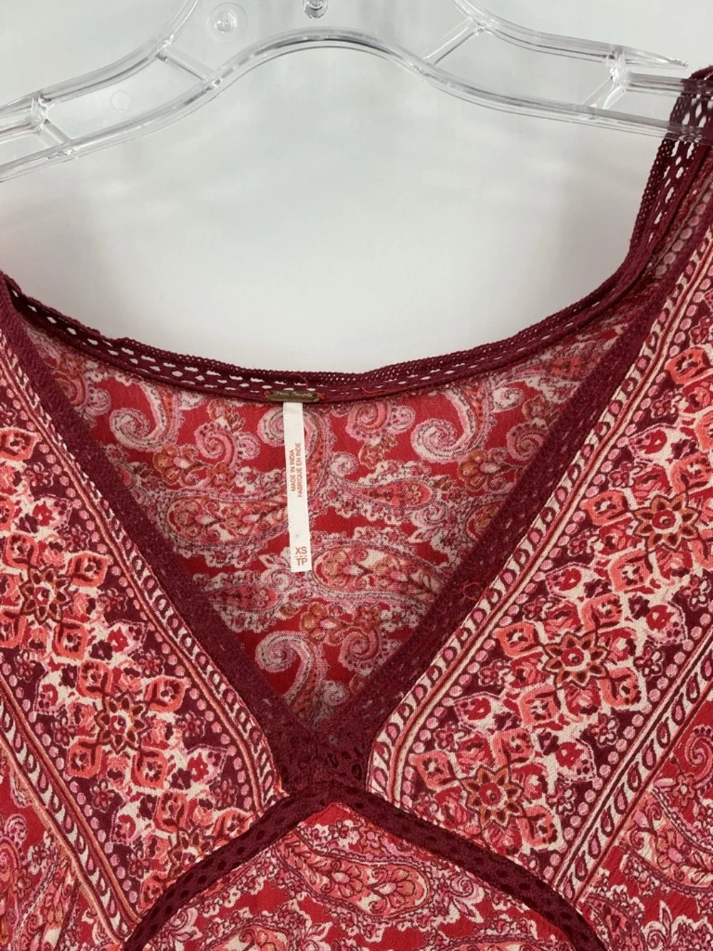 Free People Luna Scarf Print Tunic in red. - Picture 6 of 9